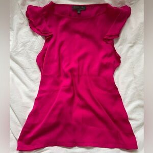 Highline Colective Pink Ruffle Short Sleeve Satin Blouse